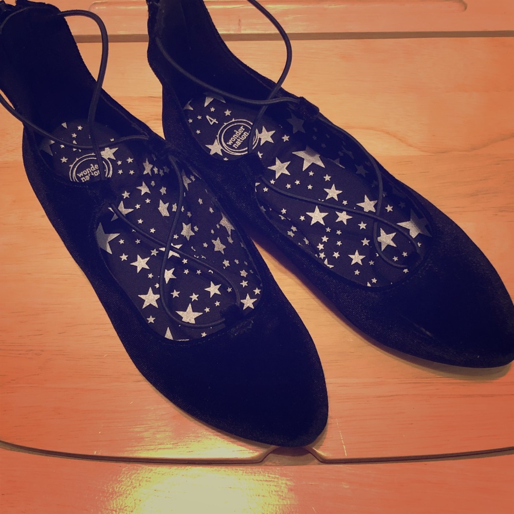 Black velvet flats
